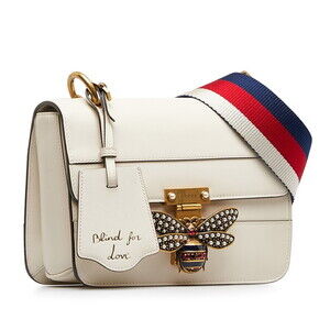 Gucci Margaret Bee Queen Shoulder Stripe White Bag Tricolor Leather